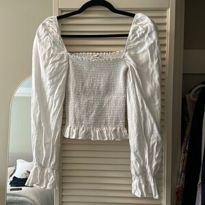 White reformation long sleeve blouse (Size: M)